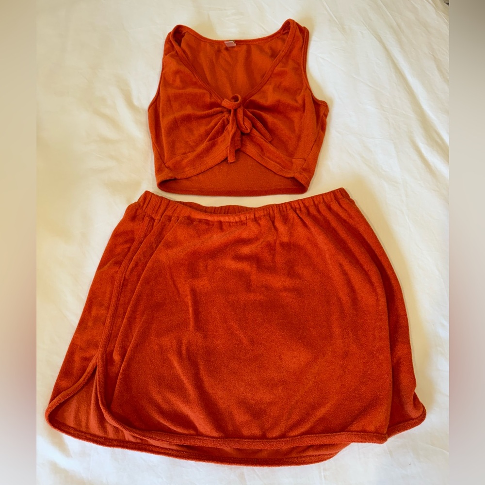 Women's Orange Skirt Set